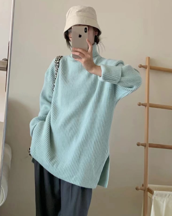 サイドスリットタートルネックセーター　７色展開 - select store mirror meサイドスリットタートルネックセーター　７色展開221422173mirror meselect store mirror me221422173ホワイト