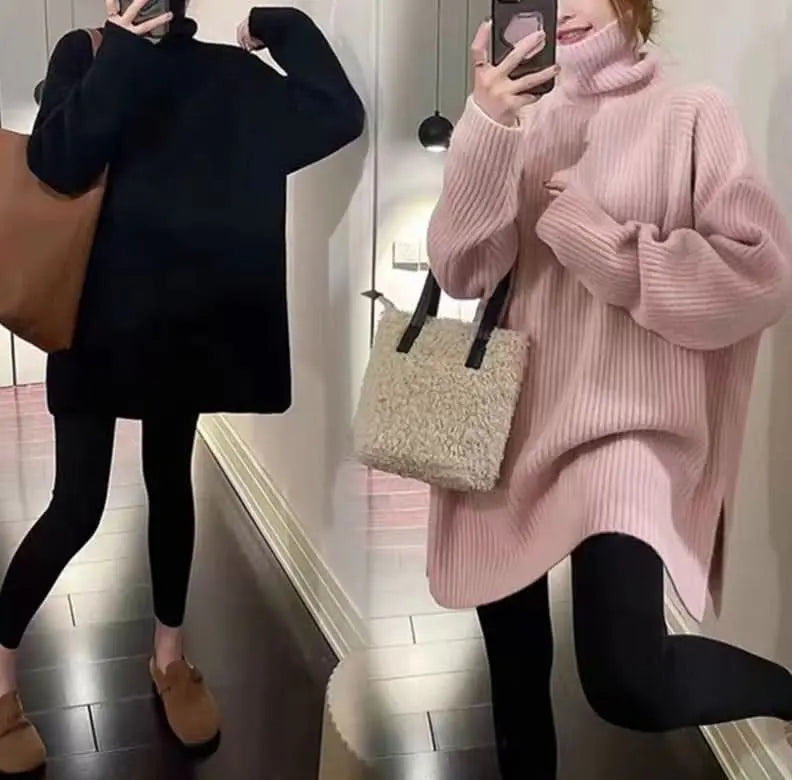 サイドスリットタートルネックセーター　７色展開 mirror me