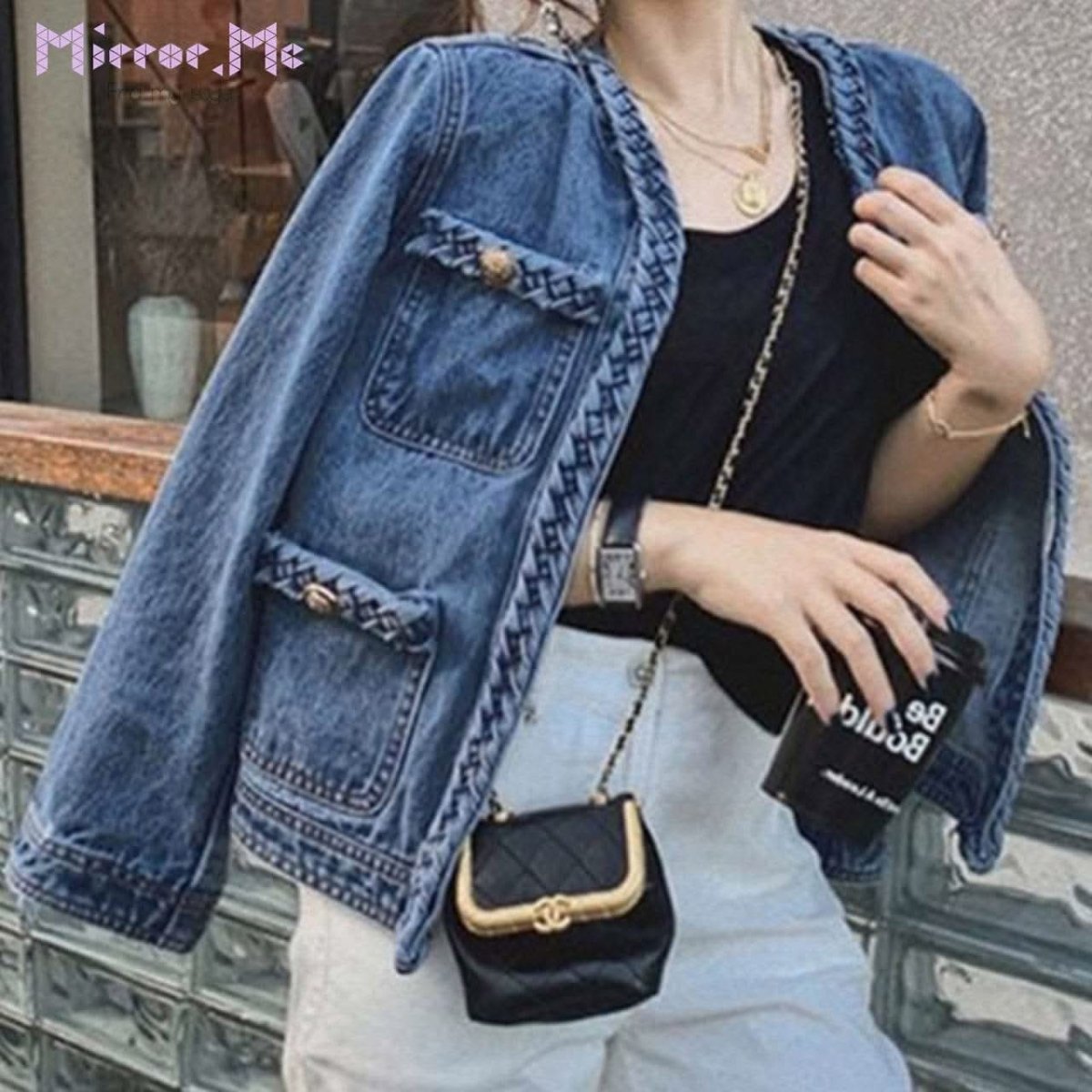ヴィンテージツイストデザインデニムジャケット - select store mirror meヴィンテージツイストデザインデニムジャケット75738293mirror meselect store mirror me75738293S