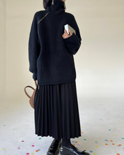 ２WAYジップタートルオフネックニットセーター