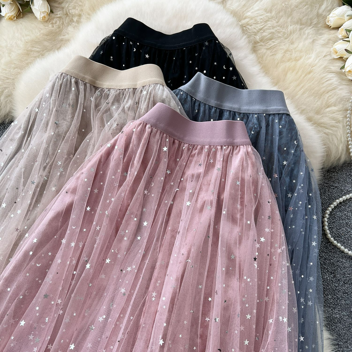 メッシュパステルスカート　4色展開