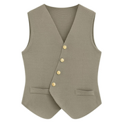 ノーカラーニットベスト