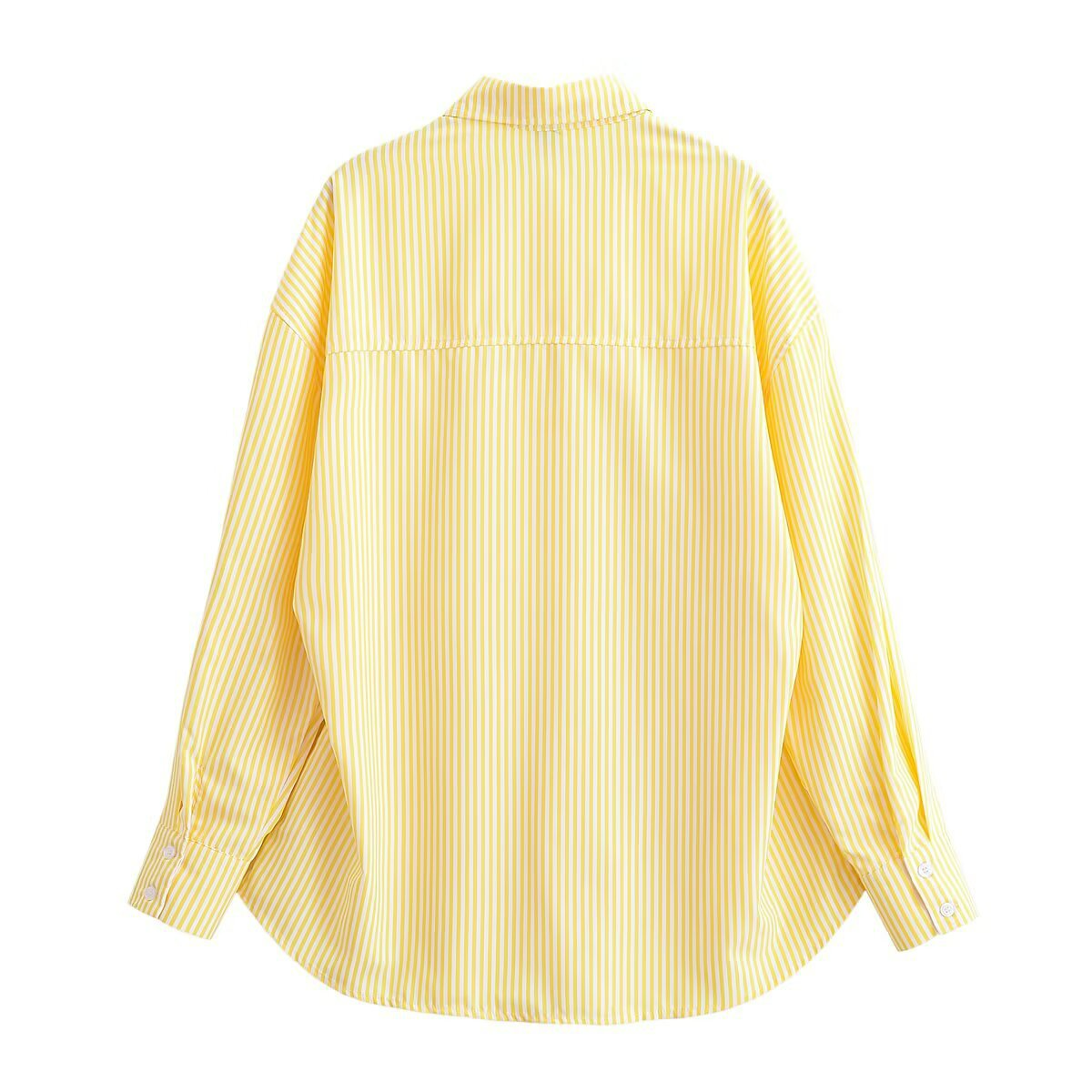 ウエストボタンデザインストライプシャツ