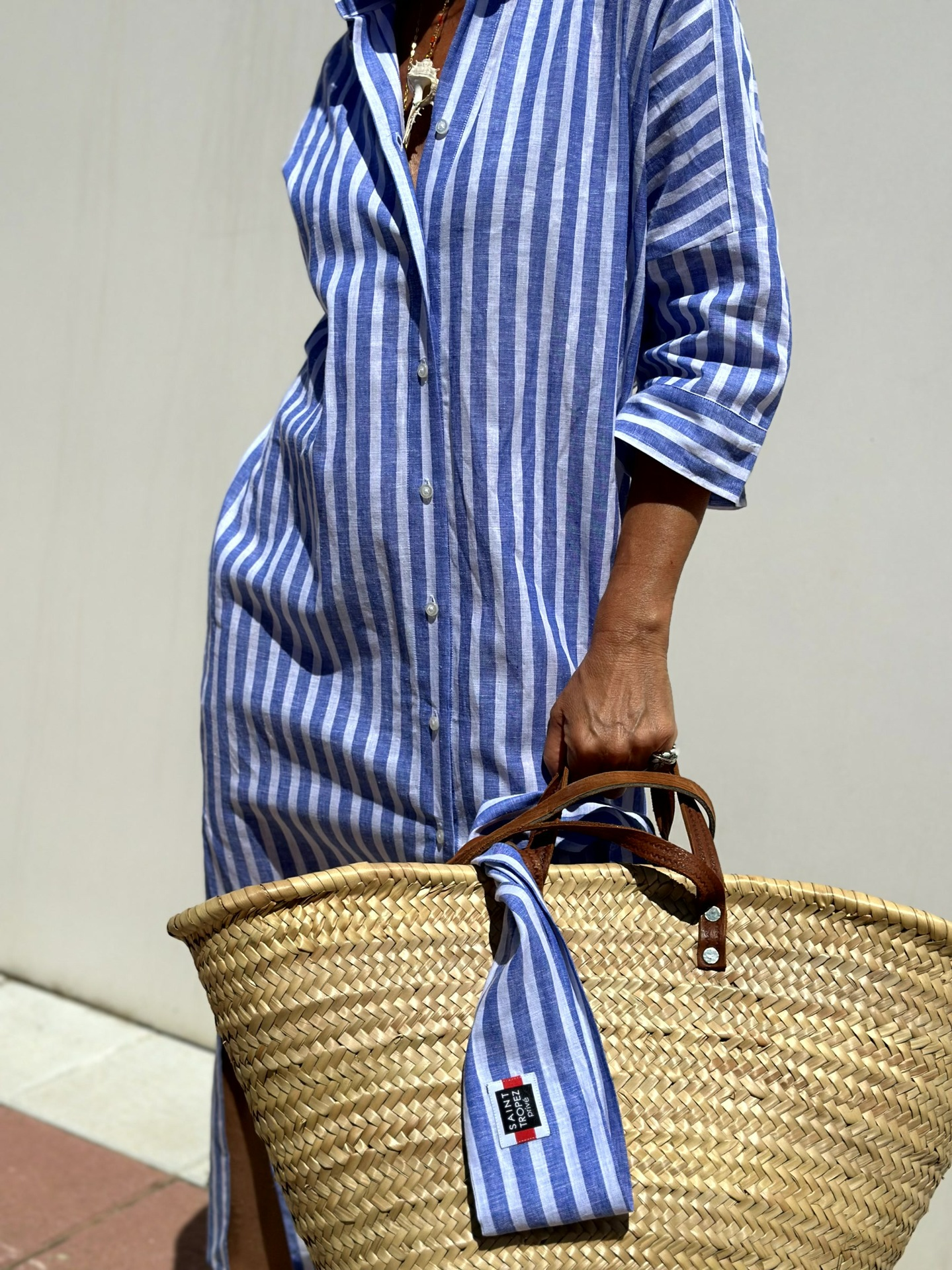 ストライプシャツワンピース　3色展開