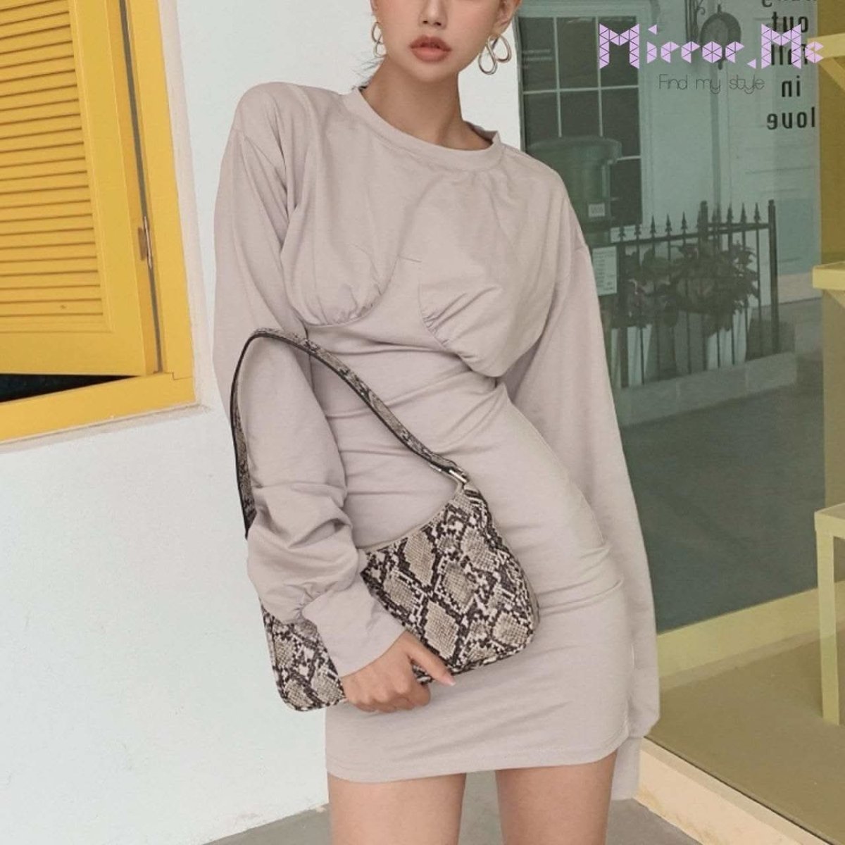 ヌーディベージュルーズスリーブセクシーワンピース - select store mirror meヌーディベージュルーズスリーブセクシーワンピース97429171mirror meselect store mirror me97429171S