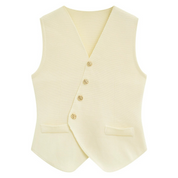 ノーカラーニットベスト