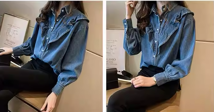 フリンジデニムシャツ　2色展開