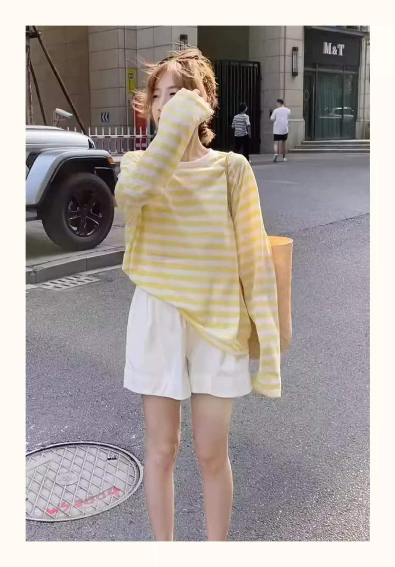 コントラストカラーボーダートップス　２色展開