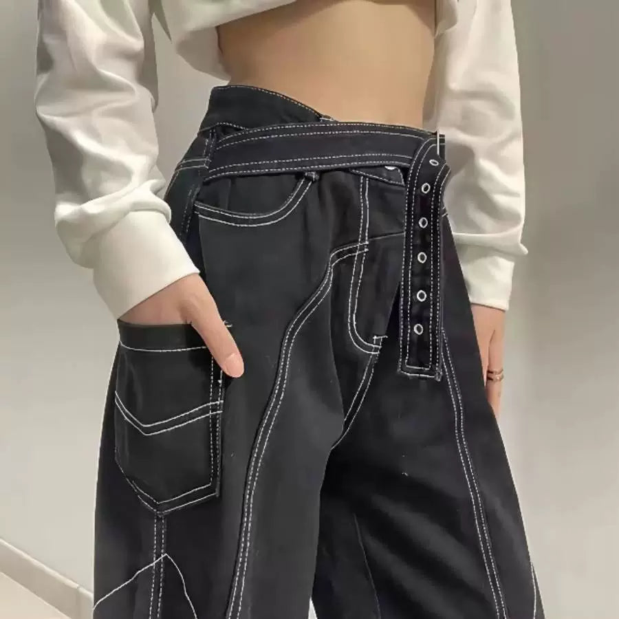 ホワイトステッチストレートパンツ