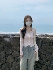 フラワーVネックカーディガン