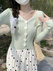 フラワーVネックカーディガン