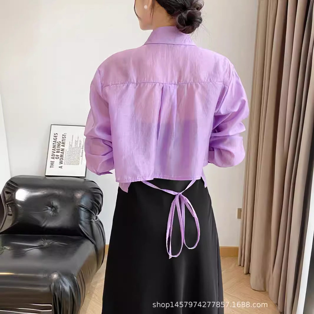 バックタイクロップドシャツ