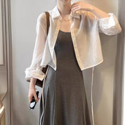 バックタイクロップドシャツ