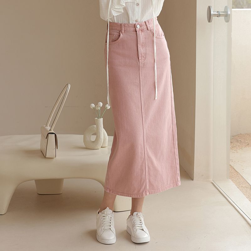 ピンクデニムスカート