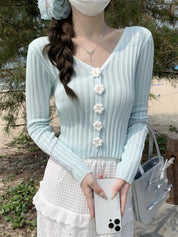 フラワーVネックカーディガン