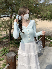 フラワーVネックカーディガン