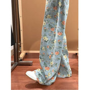 レトロ花柄ストレートジーンズ