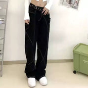 ホワイトステッチストレートパンツ