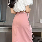 ピンクデニムスカート