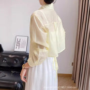 バックタイクロップドシャツ