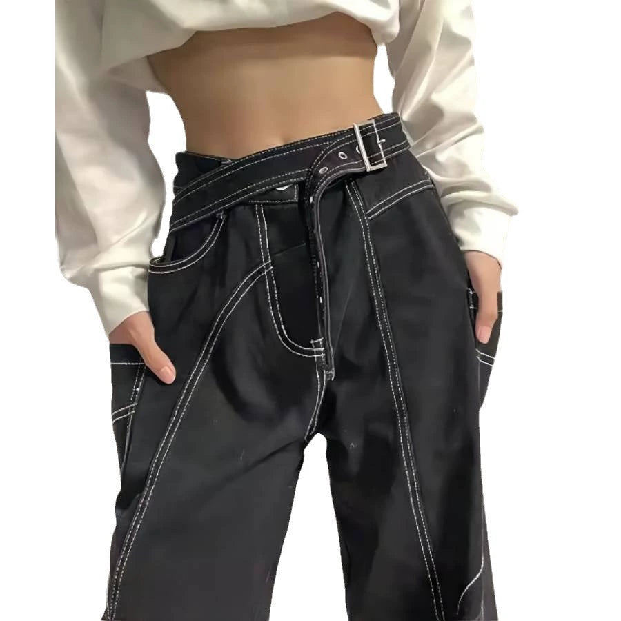 ホワイトステッチストレートパンツ