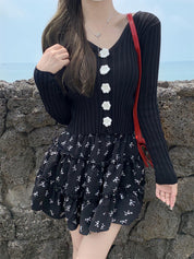 フラワーVネックカーディガン