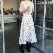 【動画あり】ドットパンチングレースAラインスカート　２色展開 - select store mirror me【動画あり】ドットパンチングレースAラインスカート　２色展開52696370mirror meselect store mirror me52696370ホワイト×S