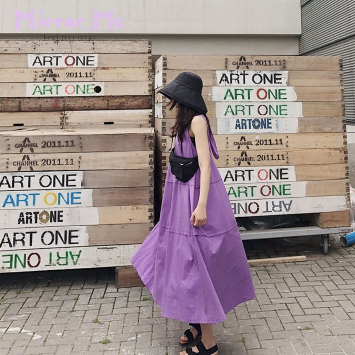 ナチュラルパープルタックAラインワンピース - select store mirror meナチュラルパープルタックAラインワンピース109714351mirror meselect store mirror me109714351S