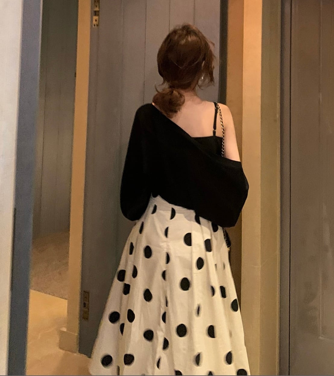 ブラックドットフレアAラインスカート - select store mirror meブラックドットフレアAラインスカート192222348mirror meselect store mirror me192222348S