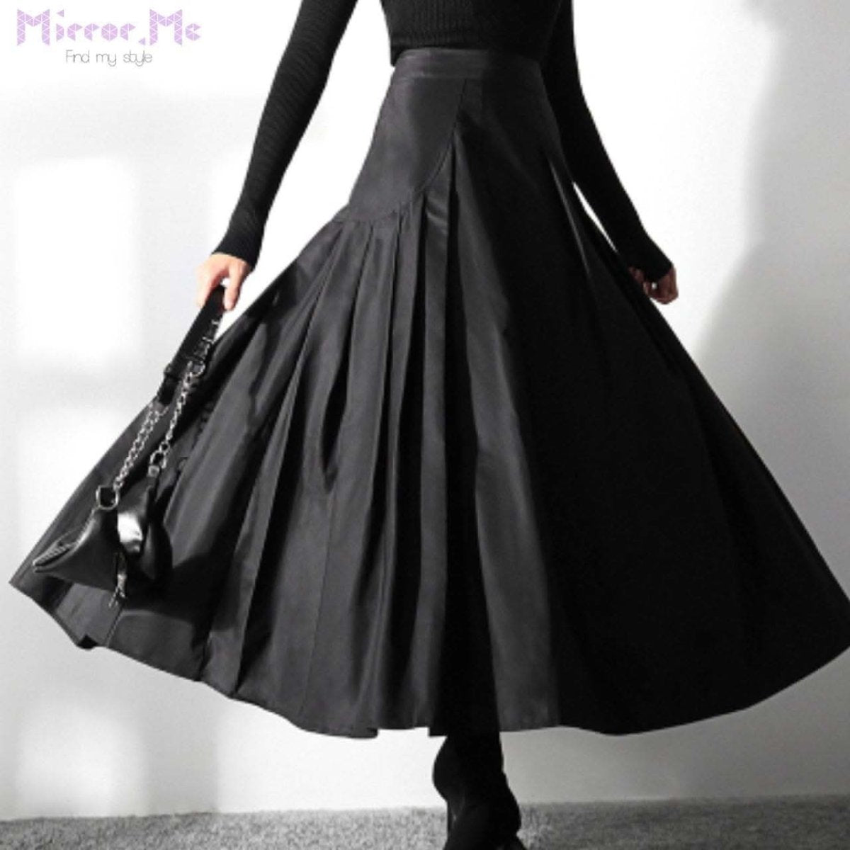 【動画あり】高品質デザインタックAラインフレアブラックスカート - select store mirror me【動画あり】高品質デザインタックAラインフレアブラックスカート97491676mirror meselect store mirror me97491676S
