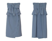 ＜M２点即納＞デザインウエストフリルリボンくすみブルースカート - select store mirror me＜M２点即納＞デザインウエストフリルリボンくすみブルースカート99403507mirror meselect store mirror me99403507S
