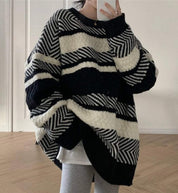 【動画あり】ボーダーミックスデザインルーズニット - select store mirror me【動画あり】ボーダーミックスデザインルーズニットmirror meselect store mirror meフリーサイズ