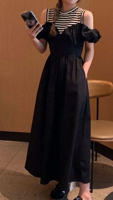 【大人気】【動画あり】デザイン切り替えボーダーオフショルダーワンピース - select store mirror me【大人気】【動画あり】デザイン切り替えボーダーオフショルダーワンピースmirror meselect store mirror meフリーサイズ