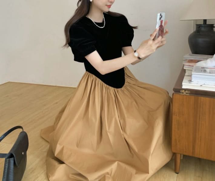 カラー切り替えプリーツワンピース - select store mirror meカラー切り替えプリーツワンピースmirror meselect store mirror meフリーサイズ