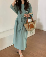 エメラルドカラーパフスリーブラフワンピース - select store mirror meエメラルドカラーパフスリーブラフワンピースmirror meselect store mirror meフリーサイズ
