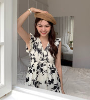 ブラックシックフラワーロングワンピース - select store mirror meブラックシックフラワーロングワンピースmirror meselect store mirror meフリーサイズ
