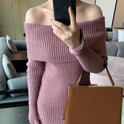 【動画あり】くすみピンクオフショルダーニットタイトワンピース - select store mirror me【動画あり】くすみピンクオフショルダーニットタイトワンピースmirror meselect store mirror meフリーサイズ