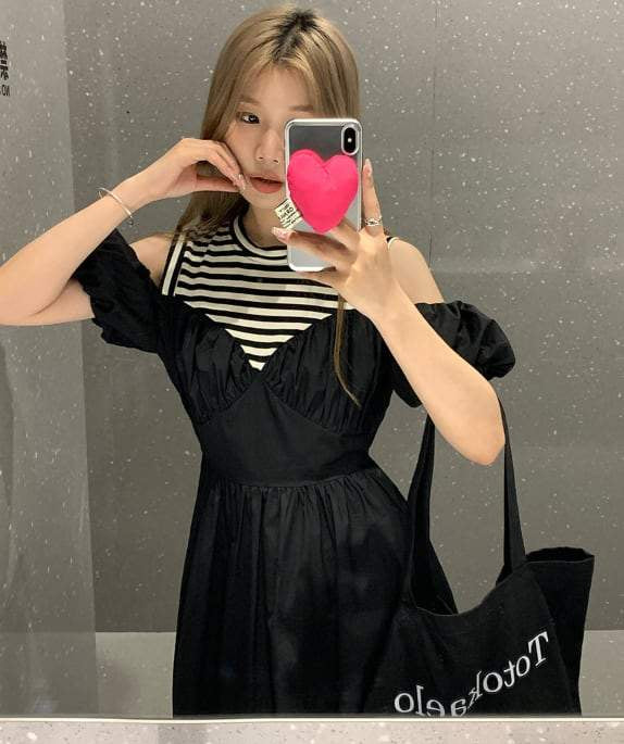 【大人気】【動画あり】デザイン切り替えボーダーオフショルダーワンピース - select store mirror me【大人気】【動画あり】デザイン切り替えボーダーオフショルダーワンピースmirror meselect store mirror meフリーサイズ