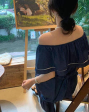 ＜インスタグラマー様ご愛用＞【大人気】オフショルダーデニムフレアロングワンピース - select store mirror me＜インスタグラマー様ご愛用＞【大人気】オフショルダーデニムフレアロングワンピースmirror meselect store mirror meフリーサイズ