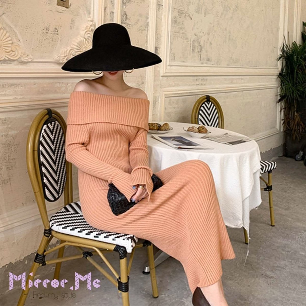 ヌーディオフショルダーニットタイトワンピース - select store mirror meヌーディオフショルダーニットタイトワンピースmirror meselect store mirror meフリーサイズ