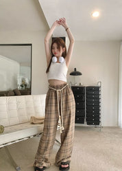 チェック柄ロープベルトシルエットパンツ - select store mirror meチェック柄ロープベルトシルエットパンツmirror meselect store mirror meフリーサイズ