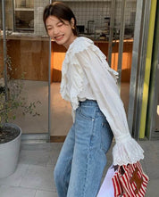 【動画あり】カッティングダブルフリルレースブラウス - select store mirror me【動画あり】カッティングダブルフリルレースブラウスmirror meselect store mirror meフリーサイズ