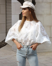 シースルーレースランタンスリーブブラウス - select store mirror meシースルーレースランタンスリーブブラウスmirror meselect store mirror meフリーサイズ