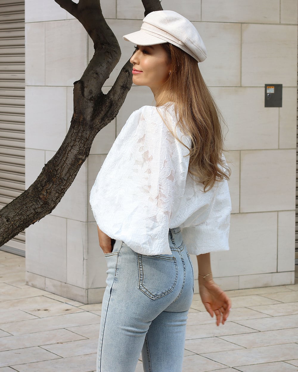 シースルーレースランタンスリーブブラウス - select store mirror meシースルーレースランタンスリーブブラウスmirror meselect store mirror meフリーサイズ