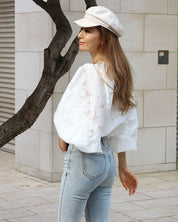 シースルーレースランタンスリーブブラウス - select store mirror meシースルーレースランタンスリーブブラウスmirror meselect store mirror meフリーサイズ