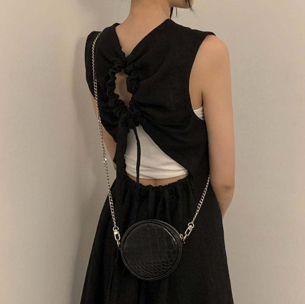 バックデザインギャザーカットリボンリネンワンピース - select store mirror meバックデザインギャザーカットリボンリネンワンピースmirror meselect store mirror meフリーサイズ