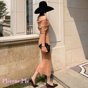 ヌーディオフショルダーニットタイトワンピース - select store mirror meヌーディオフショルダーニットタイトワンピースmirror meselect store mirror meフリーサイズ