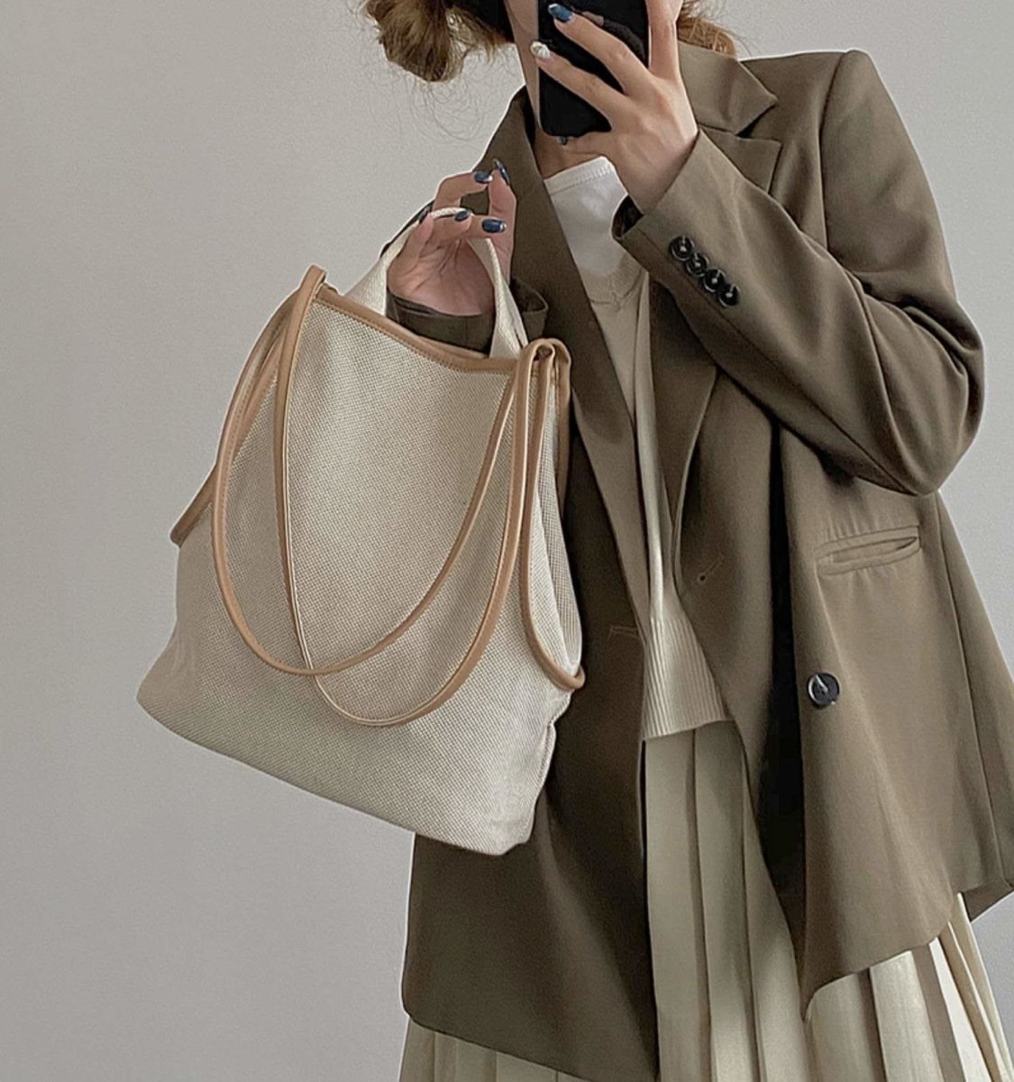 ＜お買い物バッグにもおすすめ＞キャンバス生地ナチュラルビッグショルダートートバッグ - select store mirror me＜お買い物バッグにもおすすめ＞キャンバス生地ナチュラルビッグショルダートートバッグmirror meselect store mirror meフリーサイズ