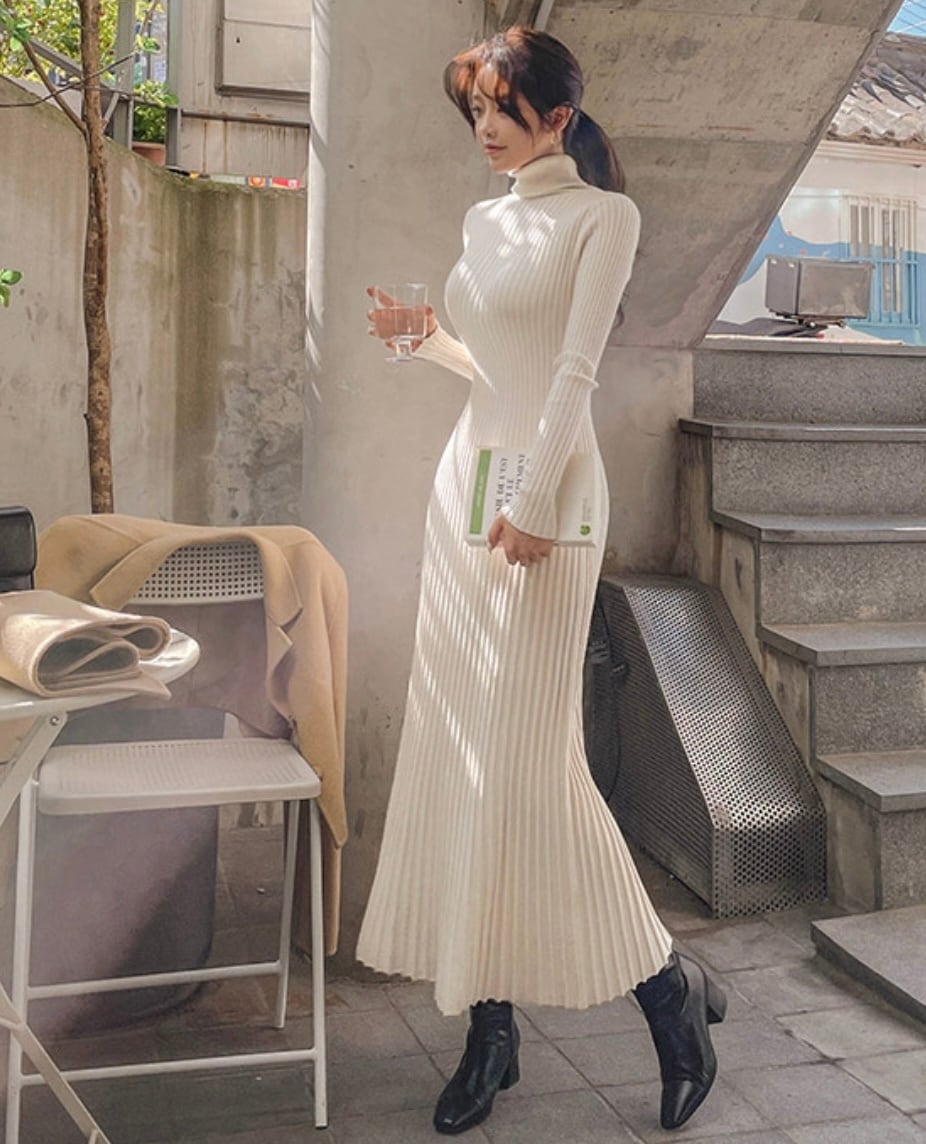 リブニット美シルエットロングワンピース - select store mirror meリブニット美シルエットロングワンピースmirror meselect store mirror meフリーサイズ