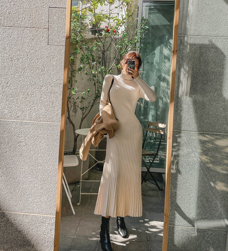 リブニット美シルエットロングワンピース - select store mirror meリブニット美シルエットロングワンピースmirror meselect store mirror meフリーサイズ
